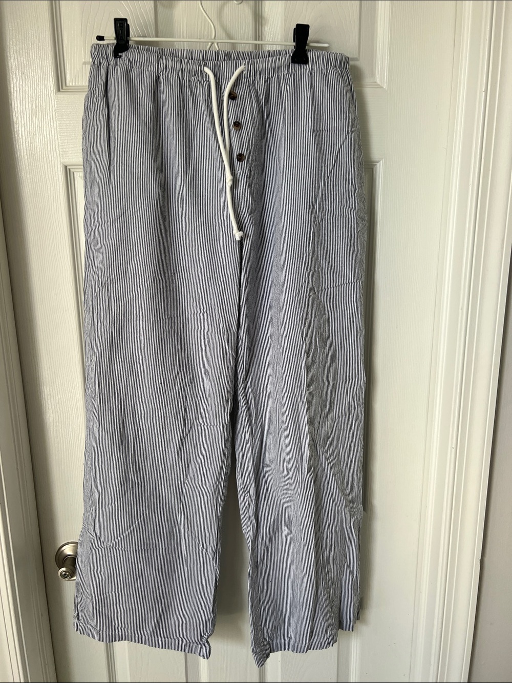 Love poem Blue Pinstripe Drawstring Pants, Size M
